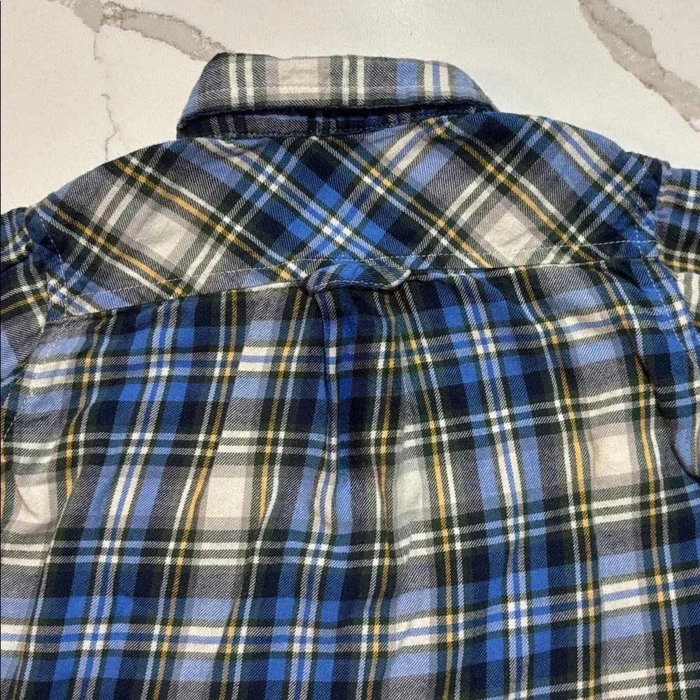 The Children’s Place Boys Blue Flannel Plaid Button Down Dress Shirt 6-9 Months